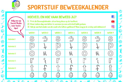 Sportstuif beweegkalender