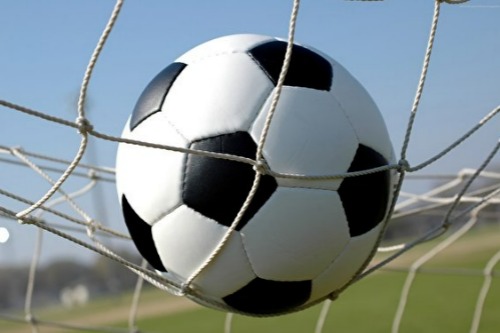 Voetbal in goal 