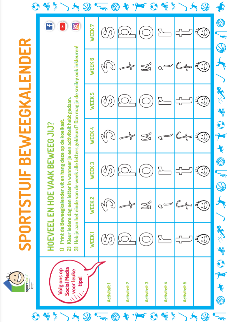 Sportstuif beweegkalender 